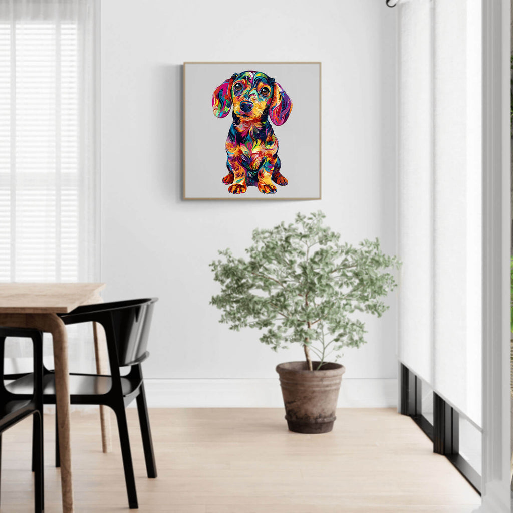 Colorful Dachshund-1 Wooden Jigsaw Puzzle