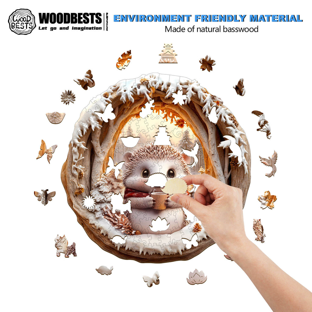 3D Cave Hedgehog Wooden Jigsaw Puzzle