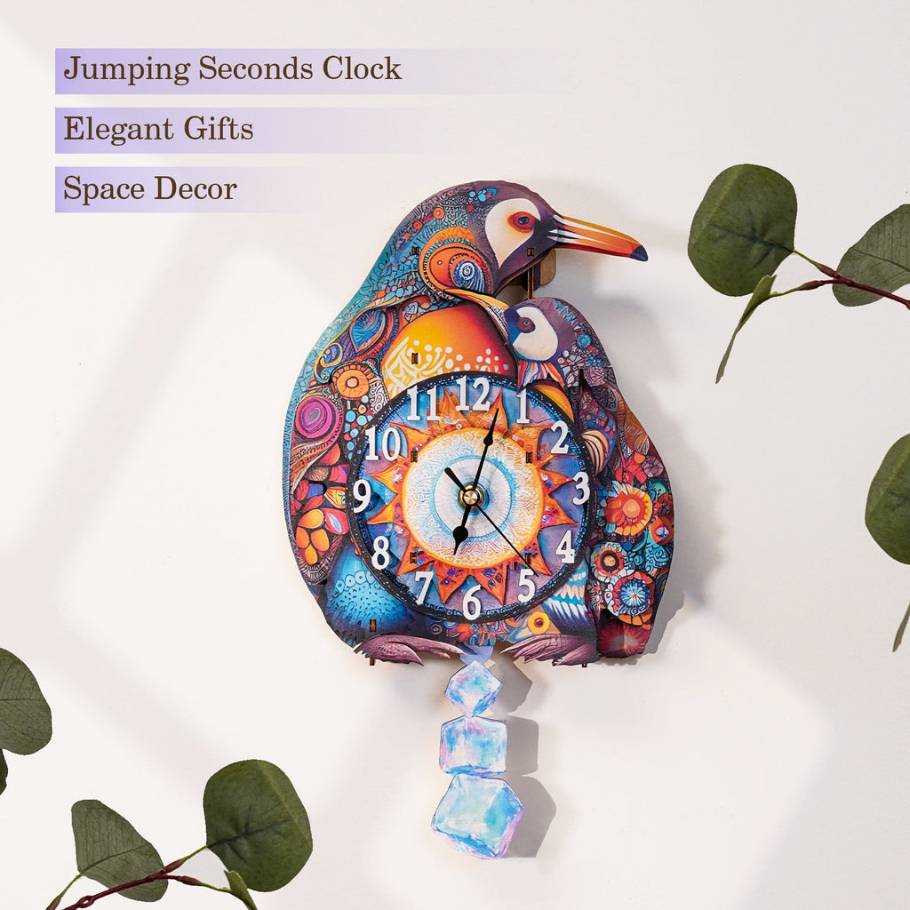 Parent-Child Penguins – DIY Wooden Clock, 3D Puzzle Craft Kit