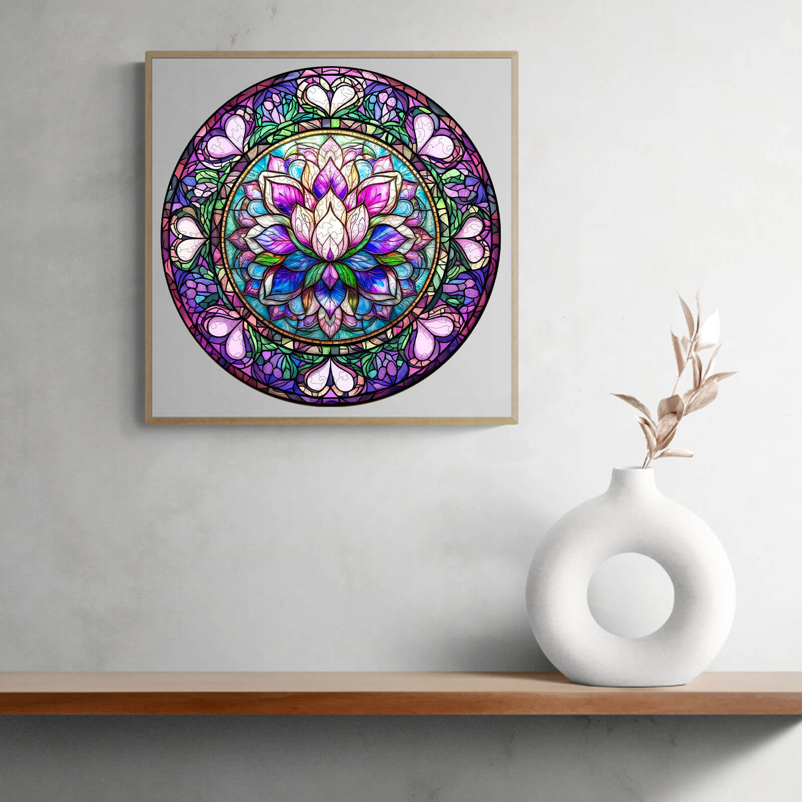 Stained Glass Lotus-1 Wooden Jigsaw Puzzle