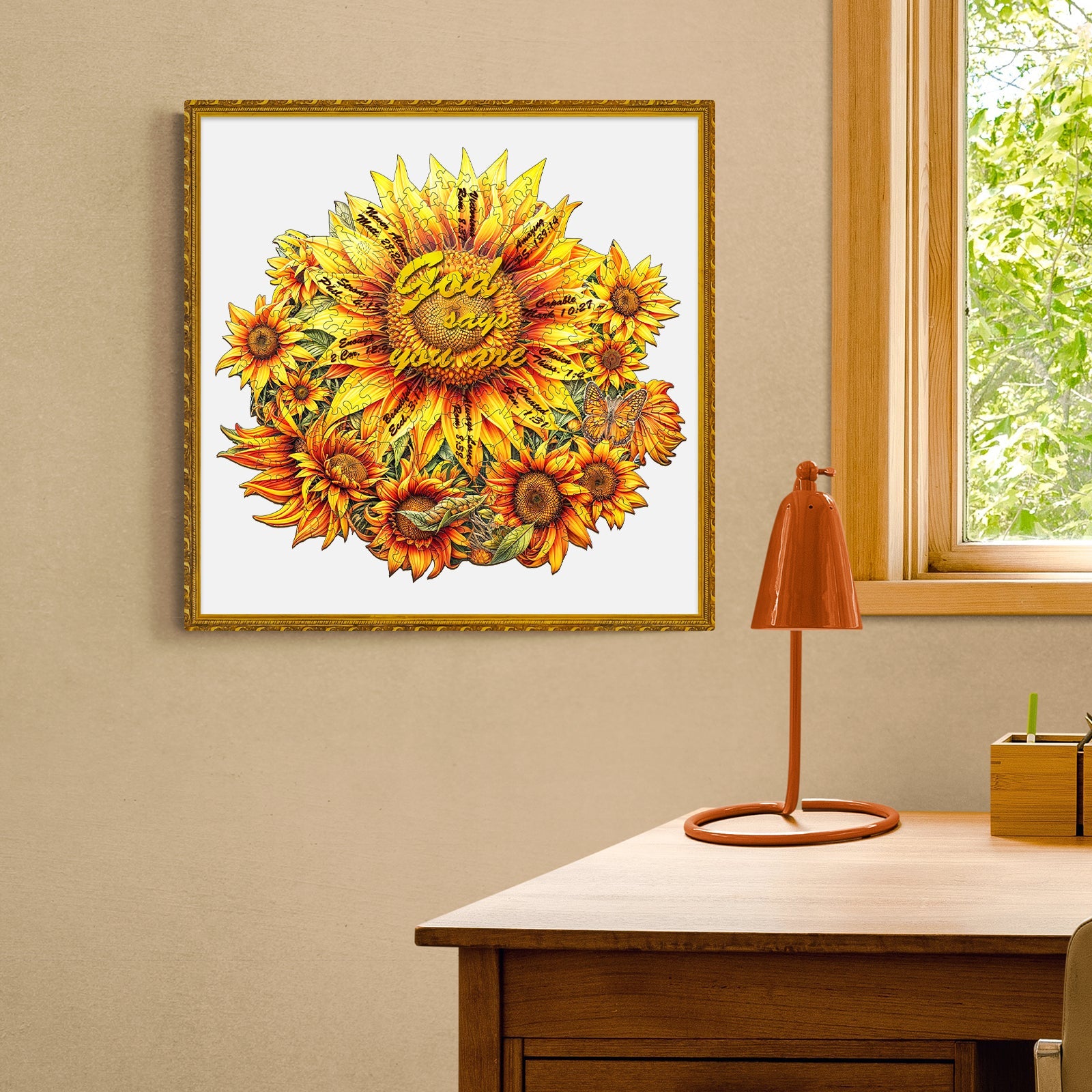God's sunflower Wooden Jigsaw Puzzle
