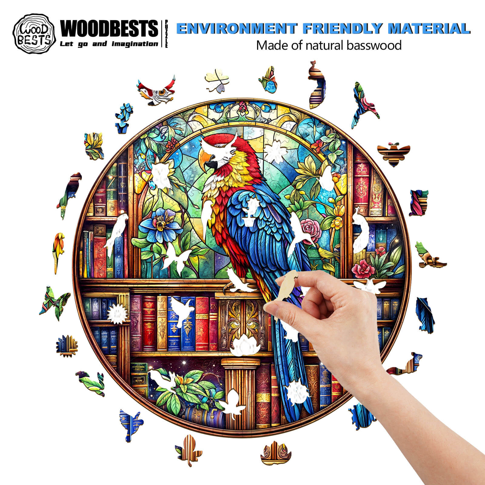 Library Parrot Wooden Jigsaw Puzzle