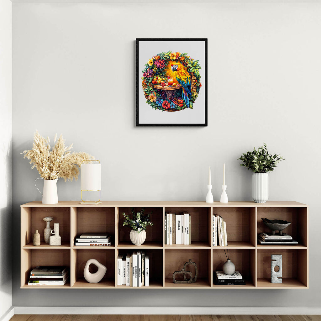 The parrot's tea-2 Wooden Jigsaw Puzzle