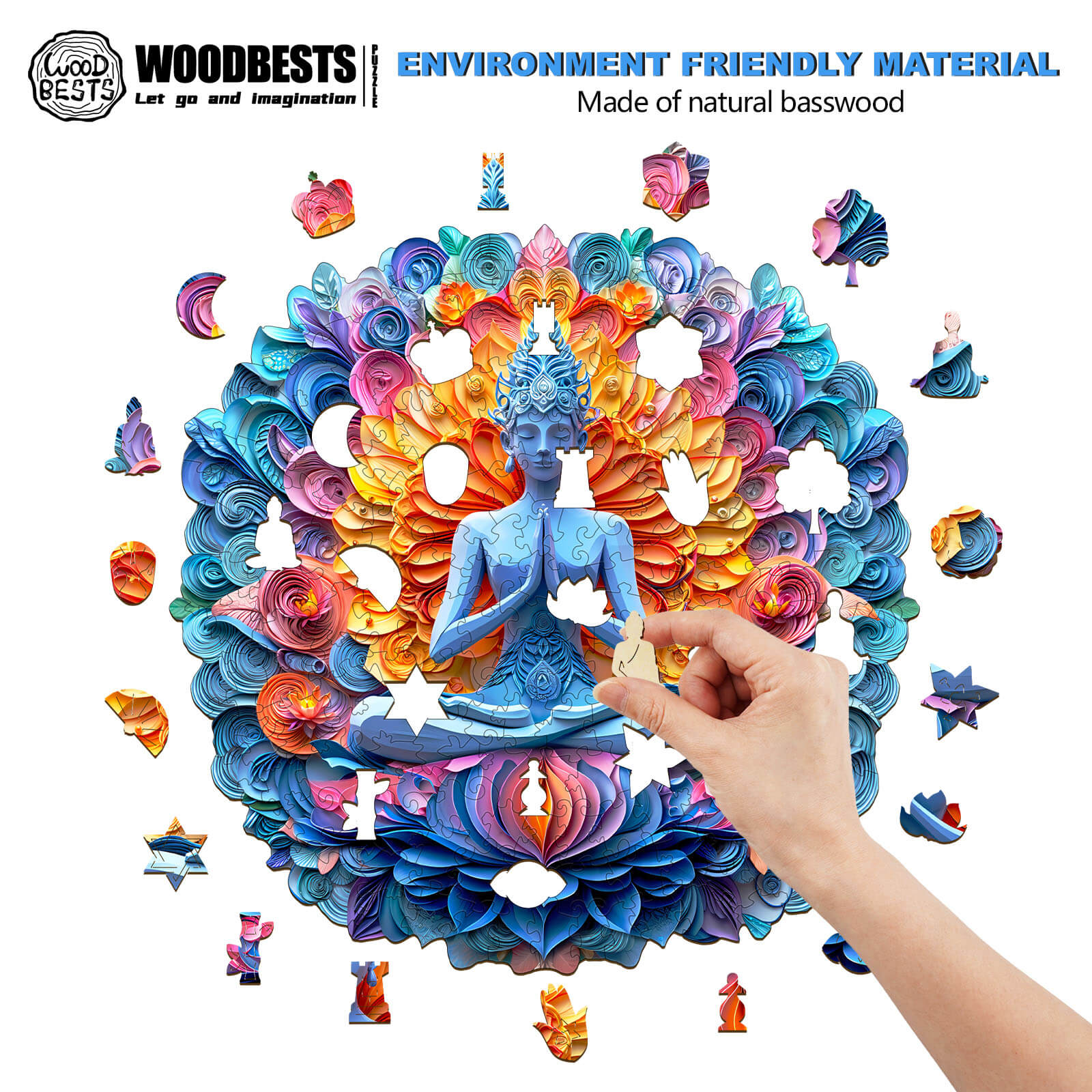 Yoga and mandala Wooden Jigsaw Puzzle