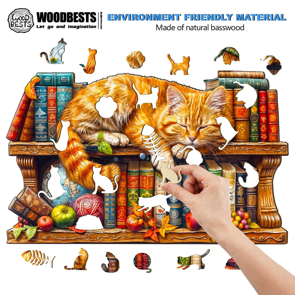 Dreamy Tabby Cat-2 Wooden Jigsaw Puzzle