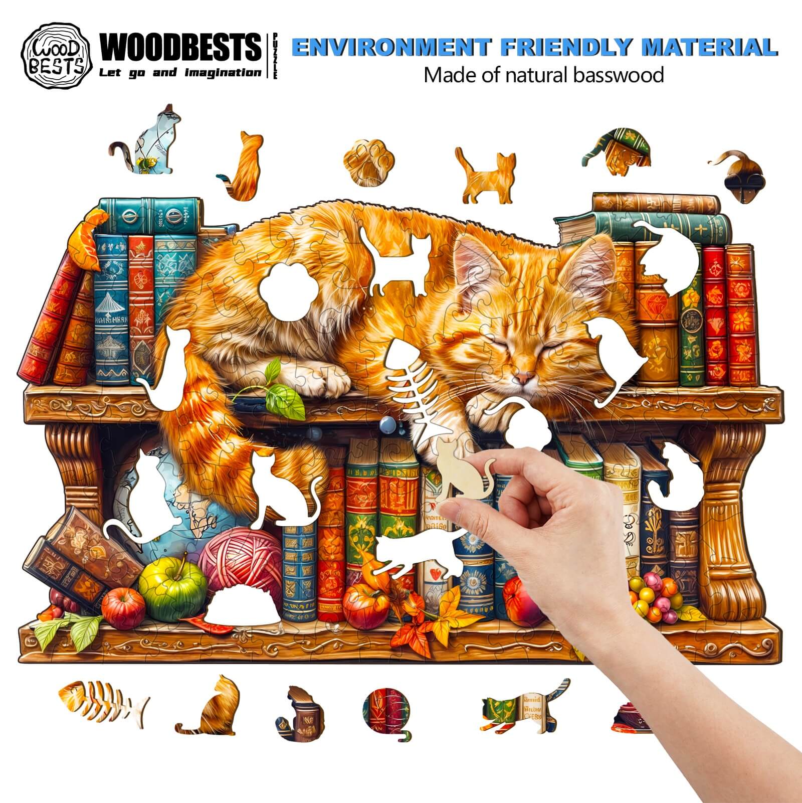 Dreamy Tabby Cat-2 Wooden Jigsaw Puzzle