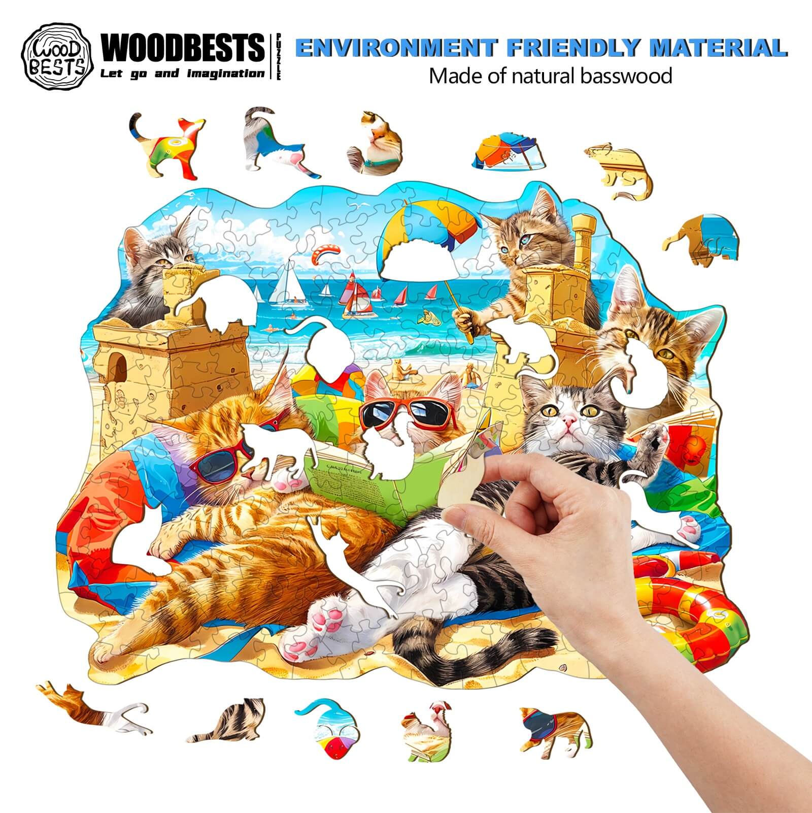 Beach Cat Wooden Jigsaw Puzzle