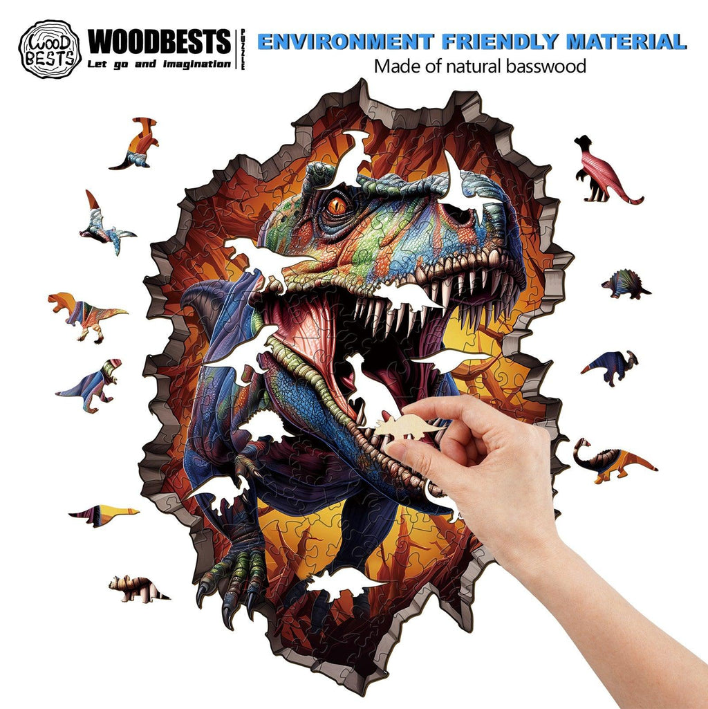 Wall Breaking T-rex Wooden Jigsaw Puzzle