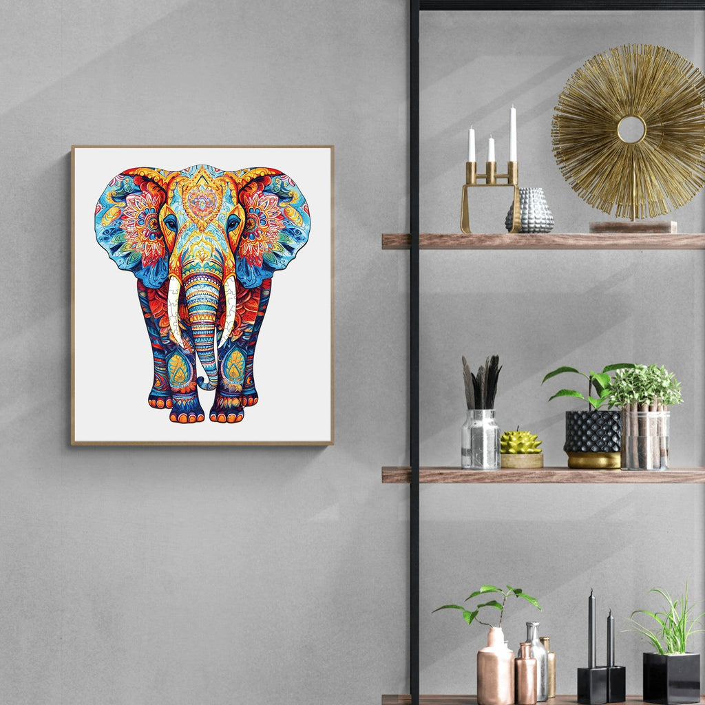 Orange Elephant Wooden Jigsaw Puzzle