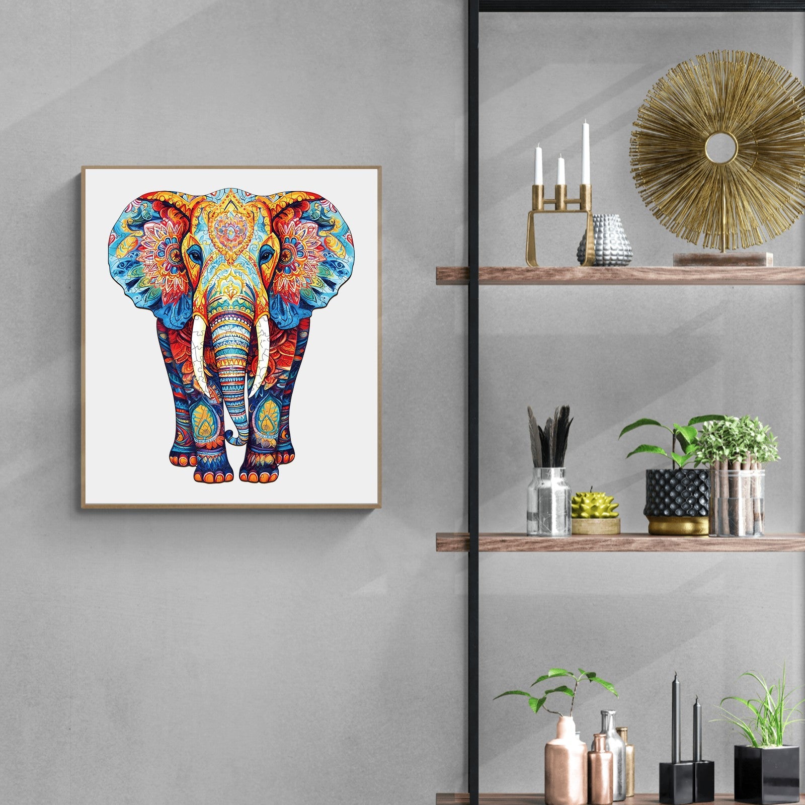 Orange Elephant Wooden Jigsaw Puzzle