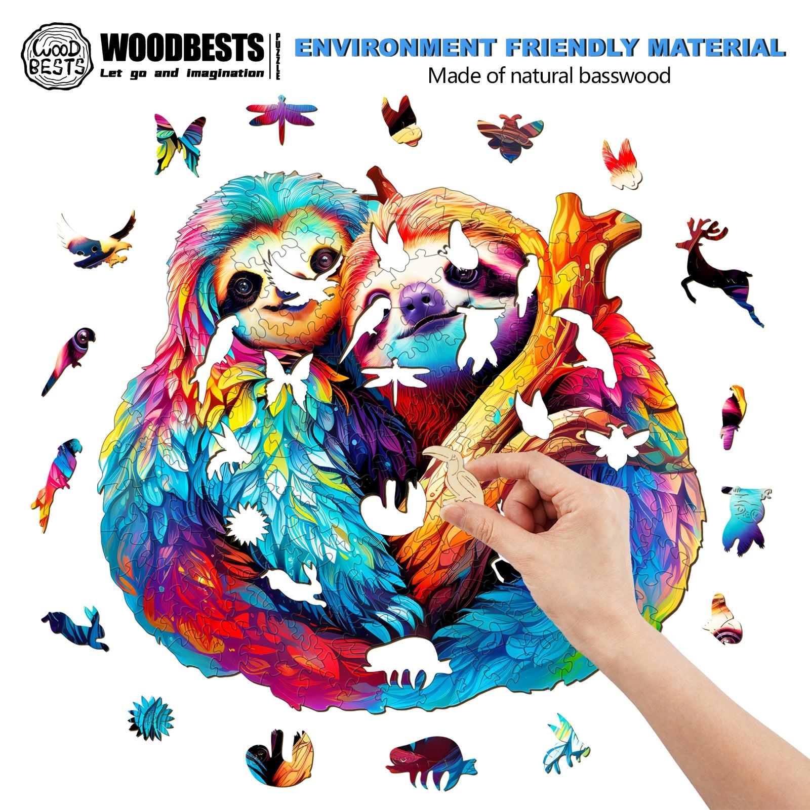 Sloth Couple Wooden Jigsaw Puzzle