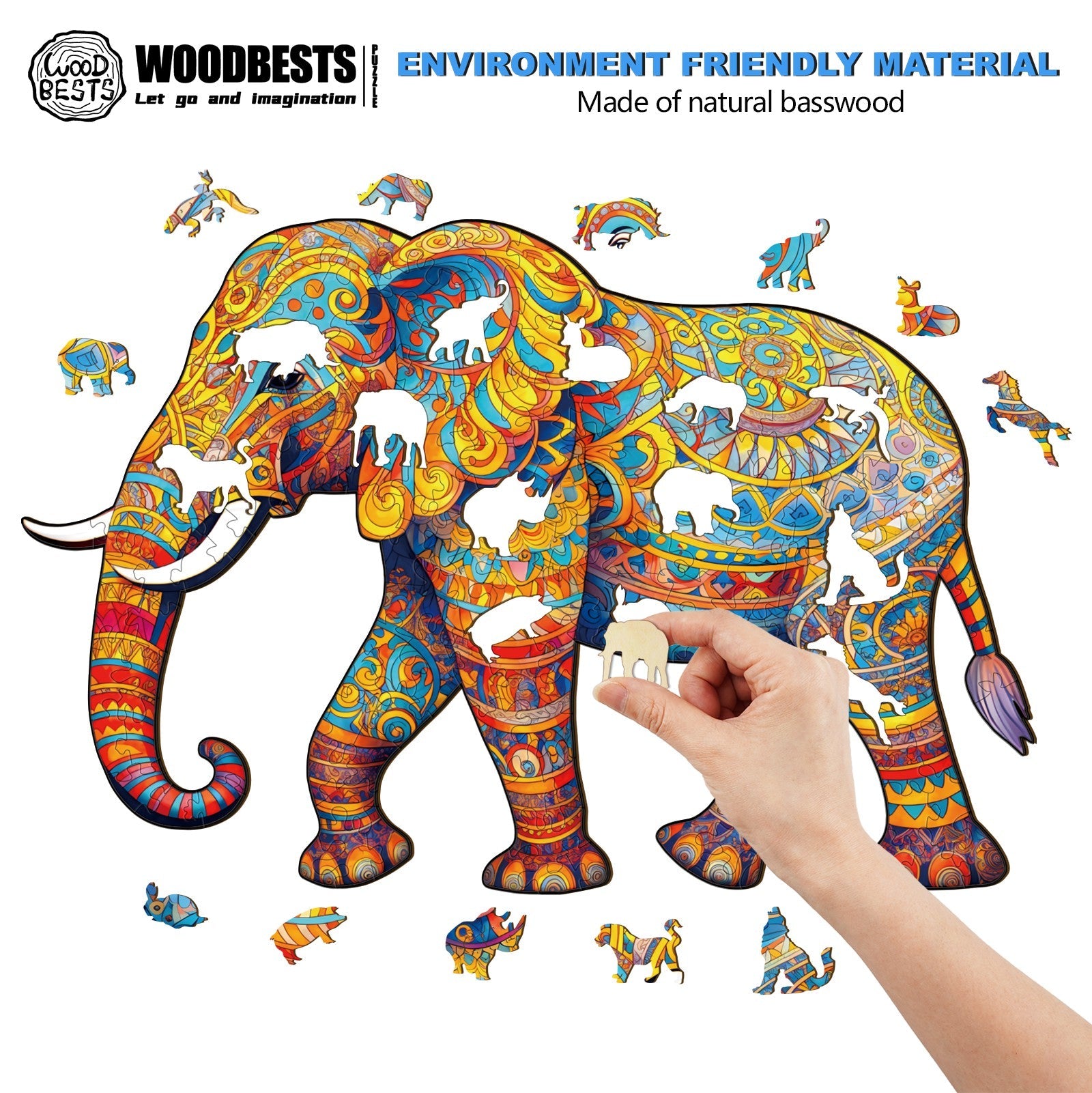 Walking Elephant Wooden Jigsaw Puzzle