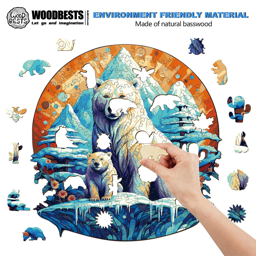 Polor Bear Family-2 Wooden Jigsaw Puzzle