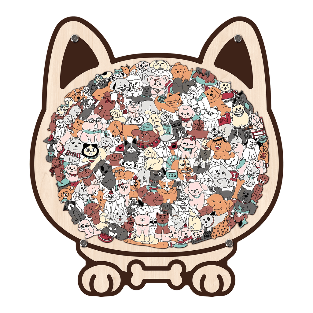 Morandi-Colored Cat/Dog Shaped Wooden Jigsaw Puzzle