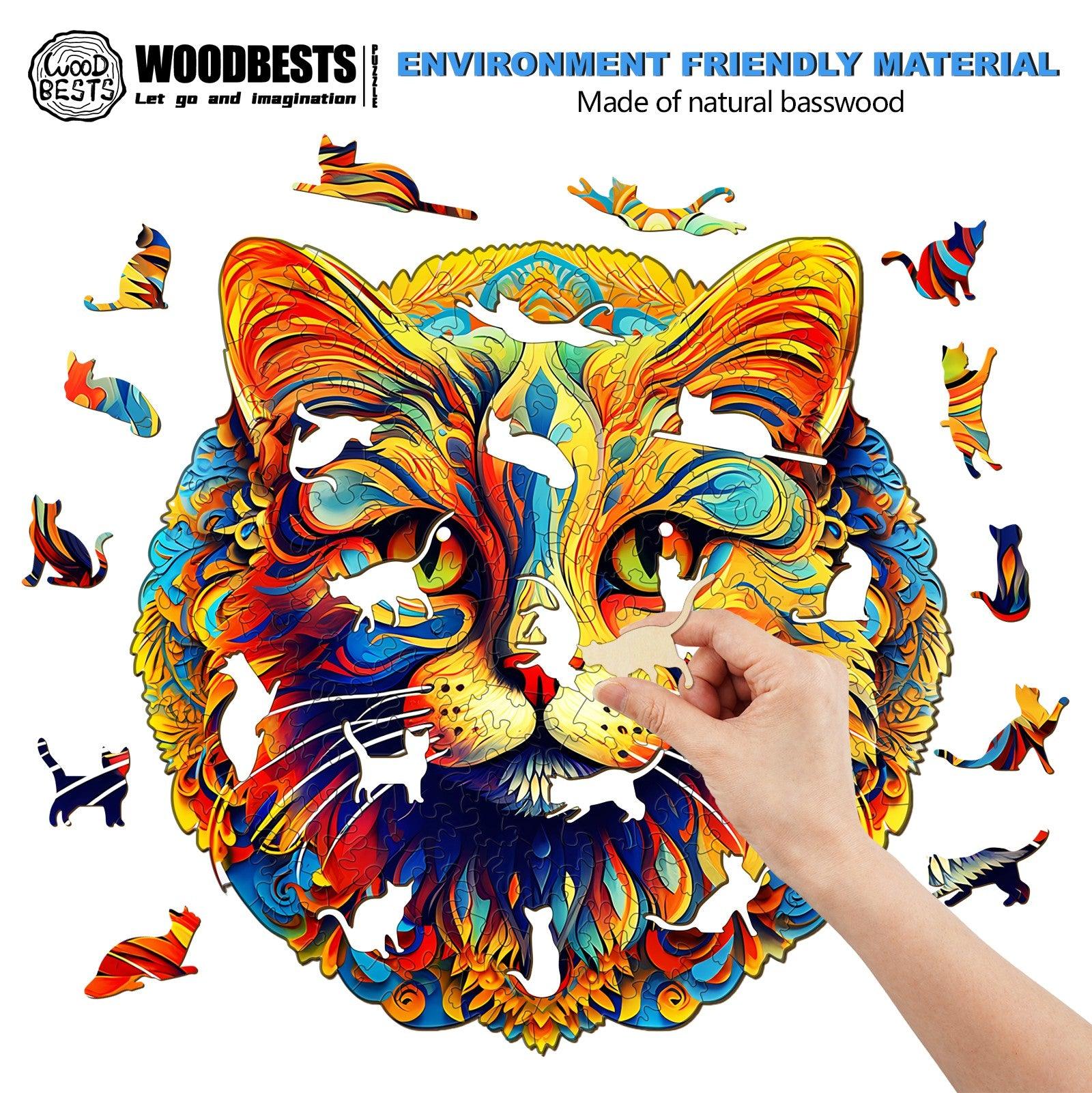 Colorful Cat Wooden Jigsaw Puzzle