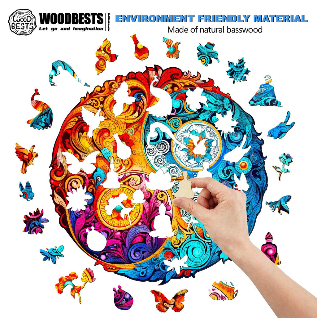 Yin Yang Mandala -5 Wooden Jigsaw Puzzle
