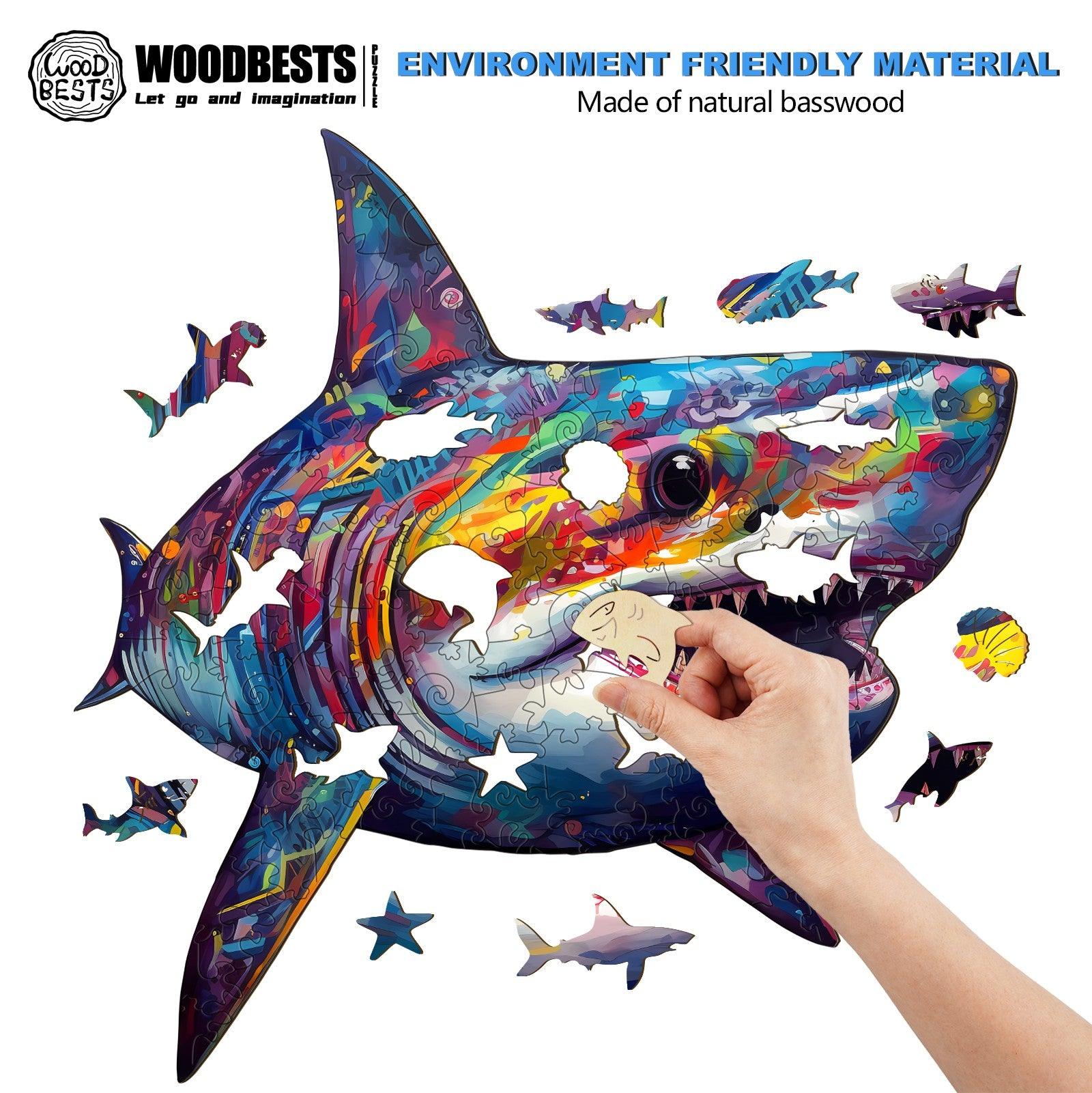 Colorful Shark Wooden Jigsaw Puzzle