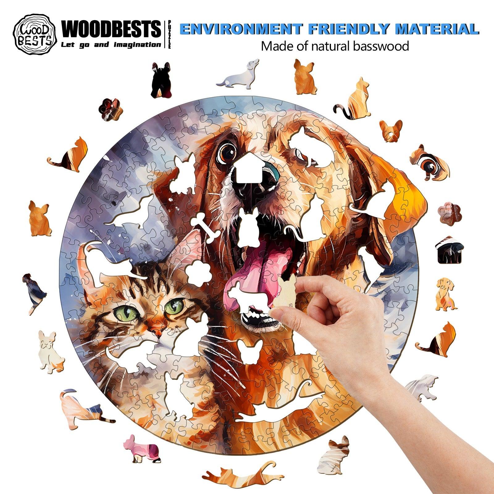 Cat And Dog Wooden Jigsaw Puzzle