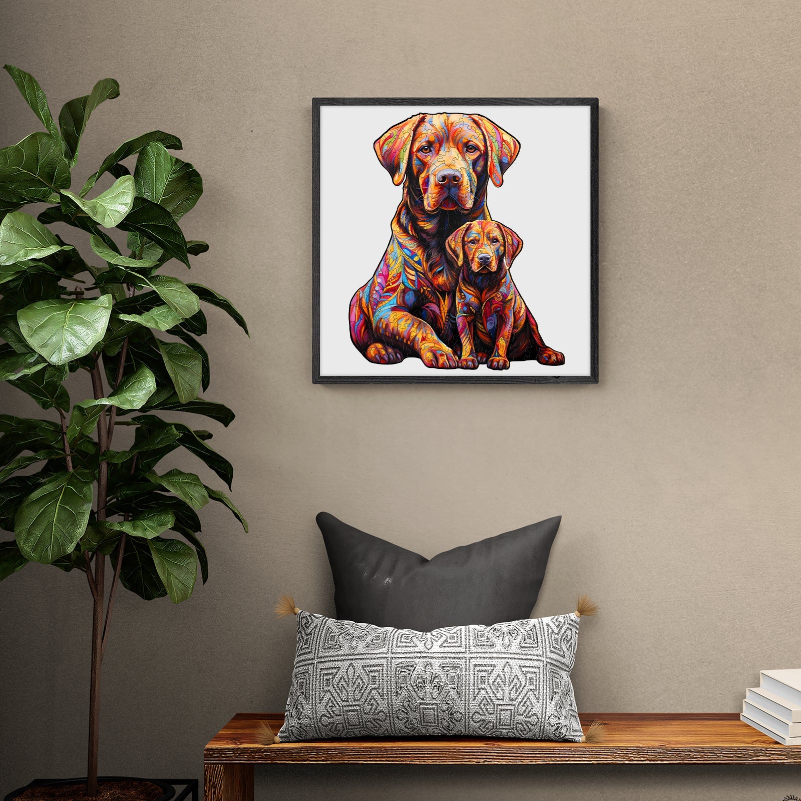 Parent-child Labrador-2 Wooden Jigsaw Puzzle