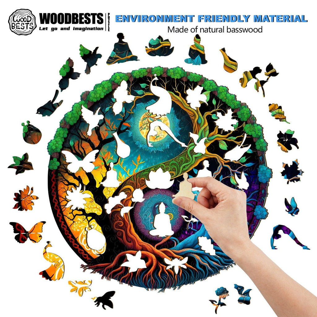 Yin Yang & Tree of Life - 3 Wooden Jigsaw Puzzle