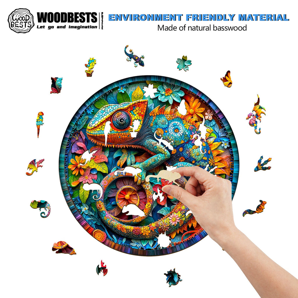 paper chameleon Wooden Jigsaw Puzzle
