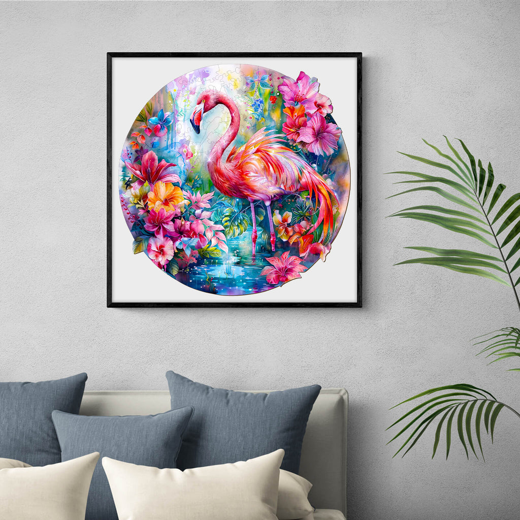 Charming Flamingo Wooden Jigsaw Puzzle