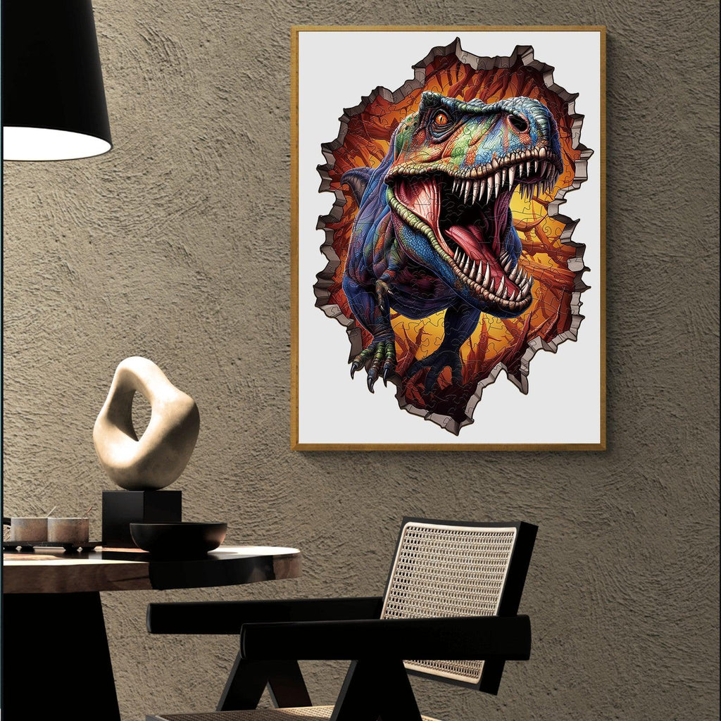 Wall Breaking T-rex Wooden Jigsaw Puzzle