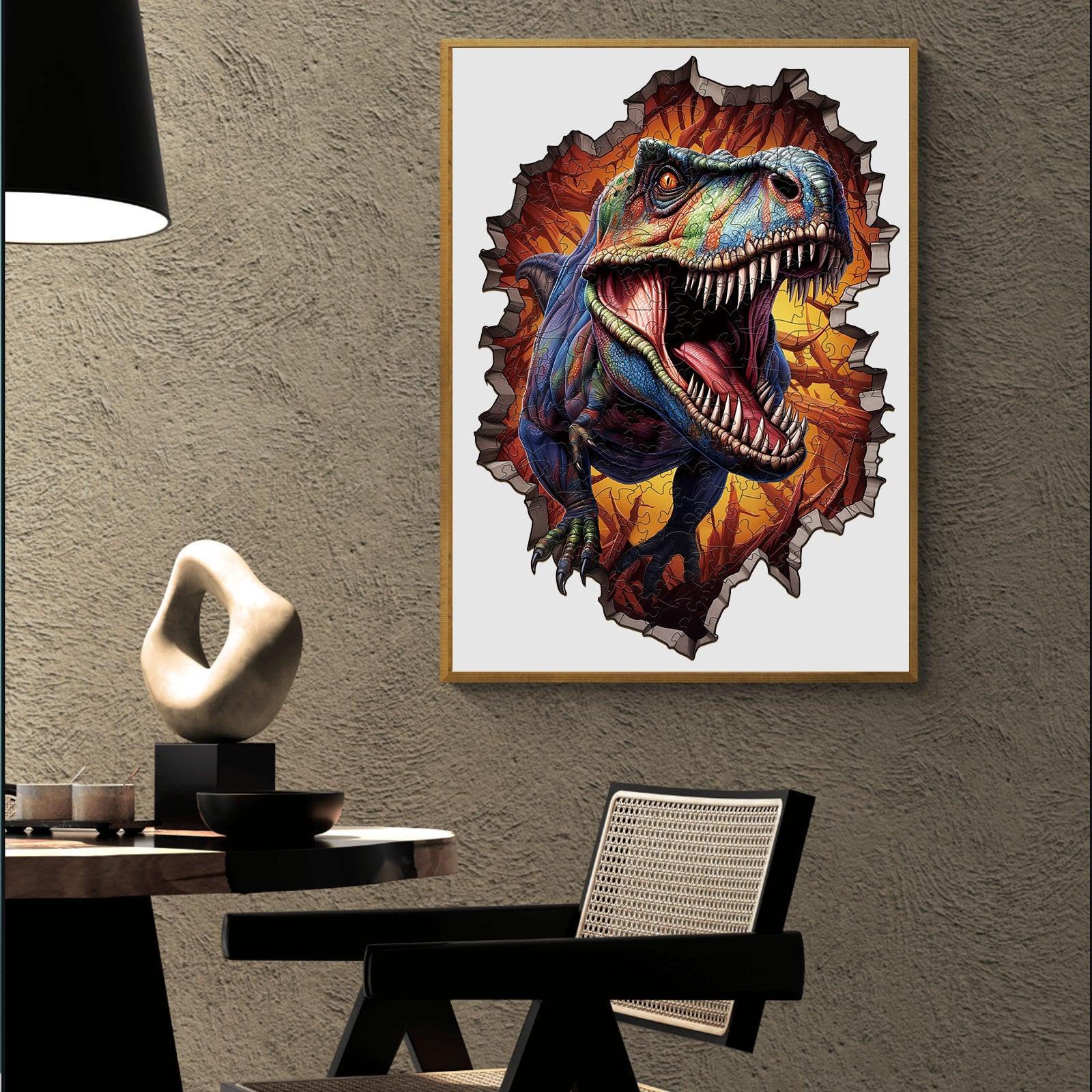 Wall Breaking T-rex Wooden Jigsaw Puzzle