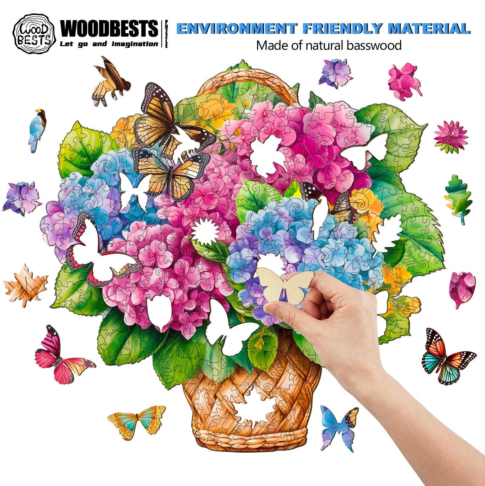 Flower Basket & Butterfly Wooden Jigsaw Puzzle