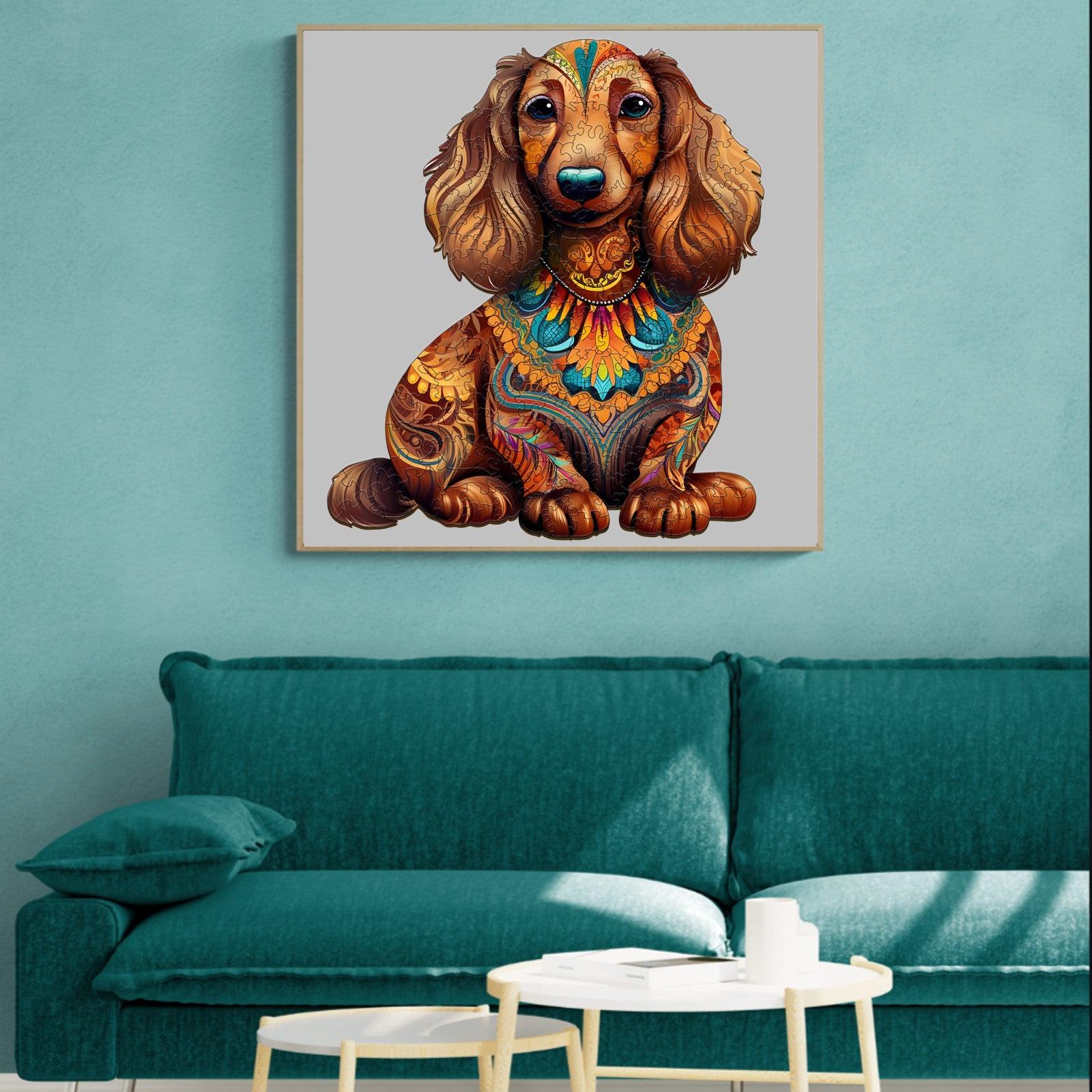 Long-haired Dachshund 2 Wooden Jigsaw Puzzle