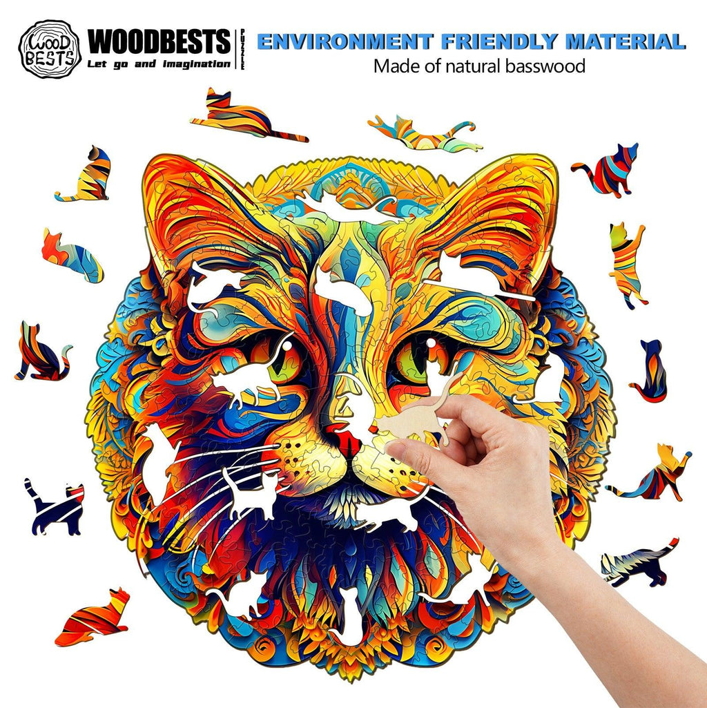 Colorful Cat Wooden Jigsaw Puzzle