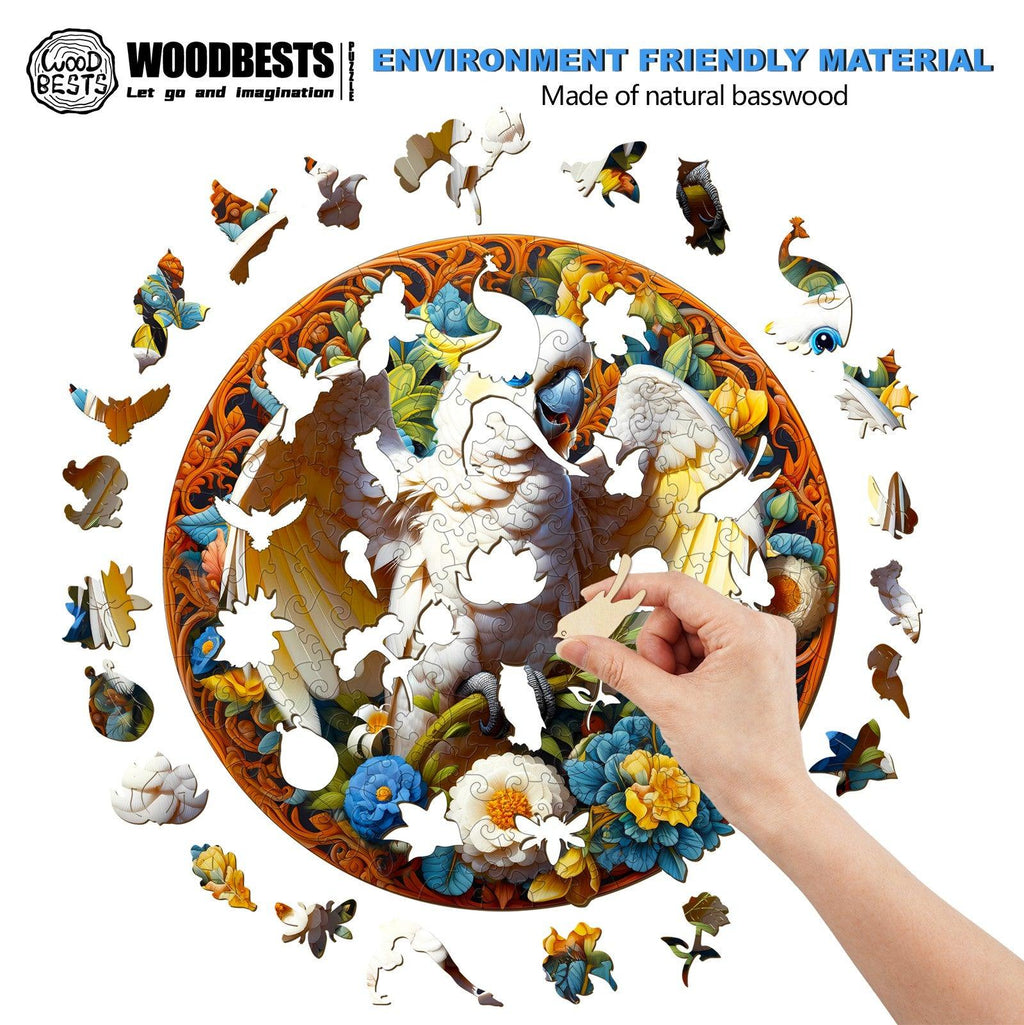 Blue-eyed Cockatoo Wooden Jigsaw Puzzle