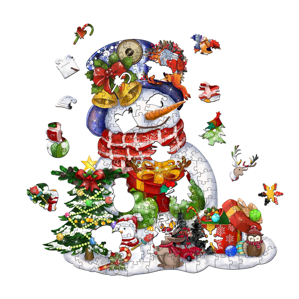 Christmas Snowman Wooden Jigsaw Puzzle