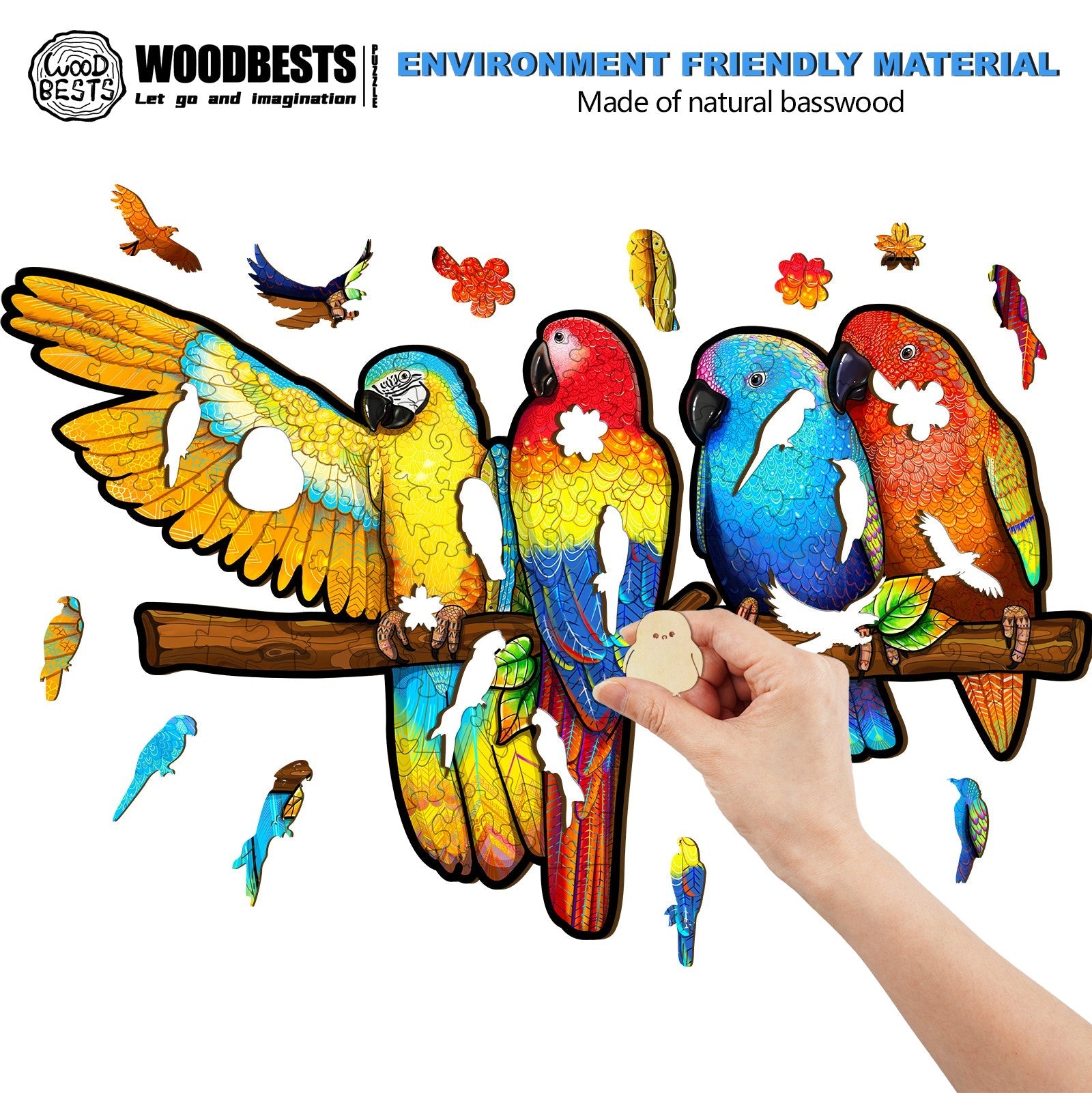 Playful Parrot Wooden Jigsaw Puzzle