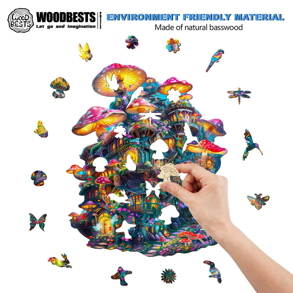 Dreamy Mushroom Wooden Jigsaw Puzzle