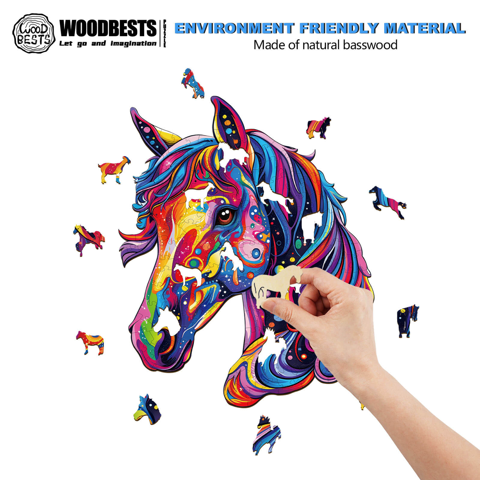 Colorful Horse Wooden Jigsaw Puzzle