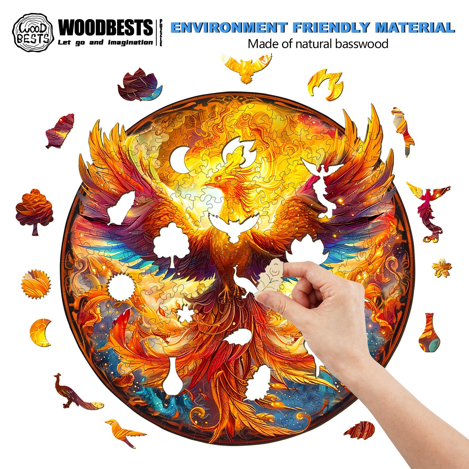 Flame-born Phoenix-2 Wooden Jigsaw Puzzle