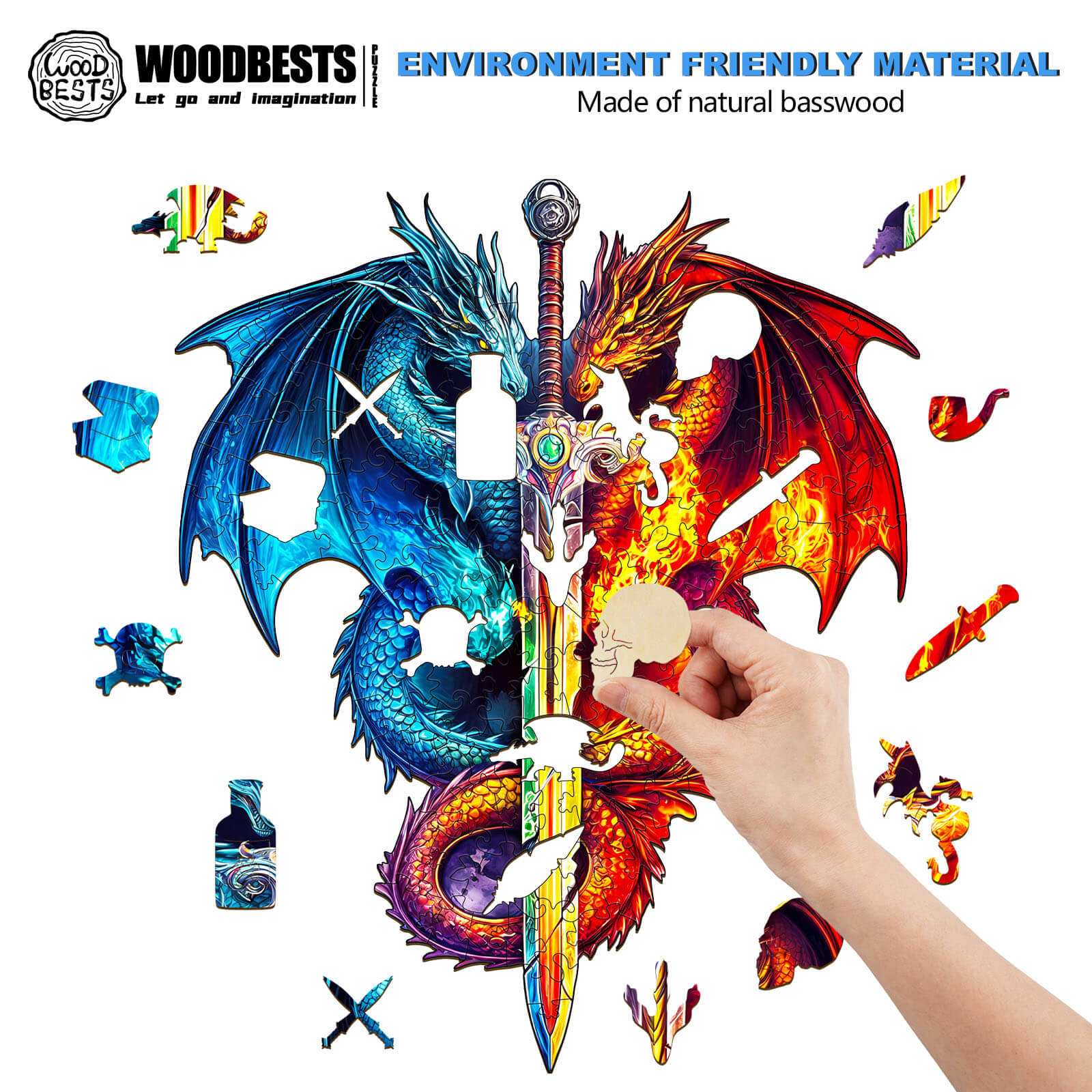 Dragon and Sword Wooden Jigsaw Puzzle