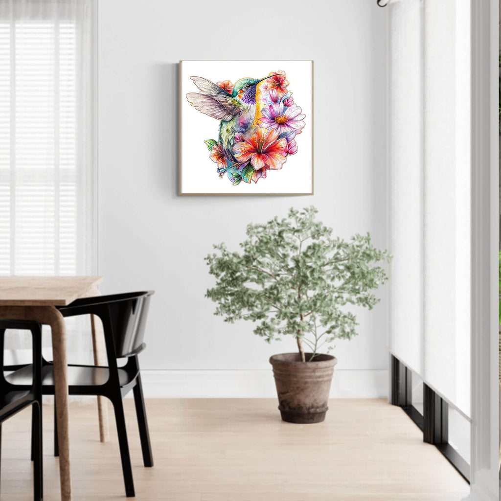 Hummingbirds in Flowers Wooden Jigsaw Puzzle