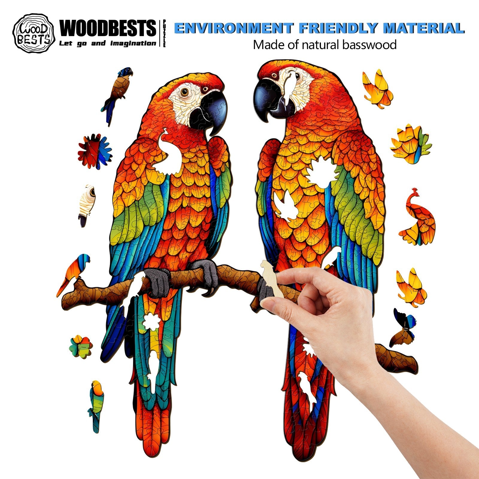 Chatting Parrots Wooden Jigsaw Puzzle