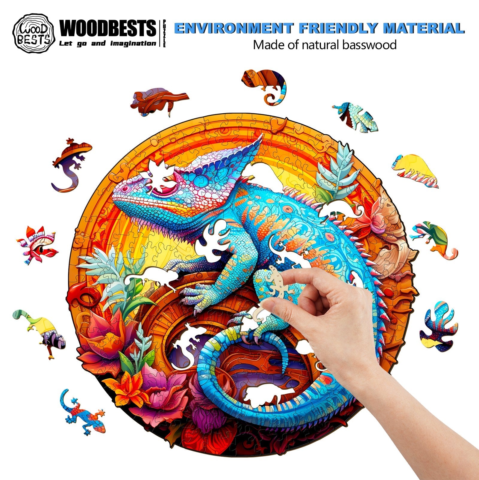 Unique Chameleon Wooden Jigsaw Puzzle