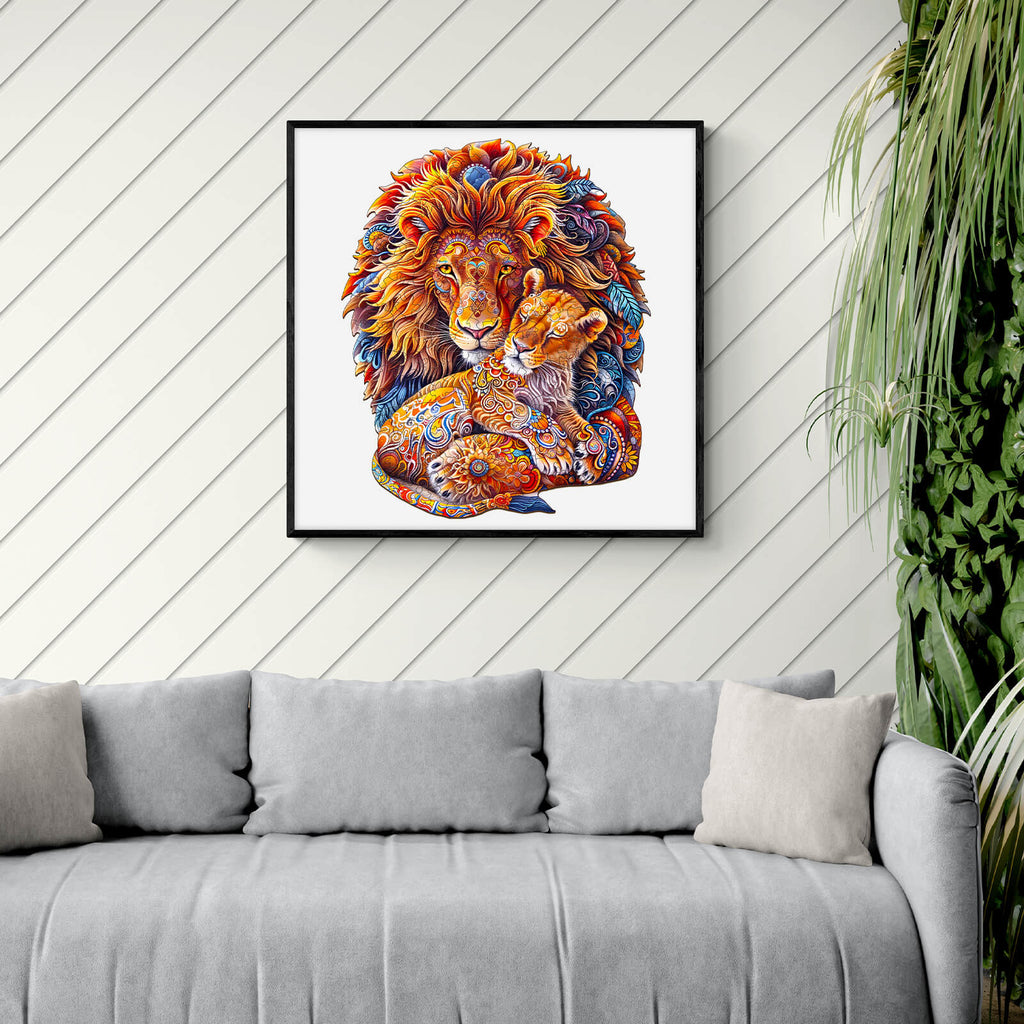 Fatherly Lion Wooden Jigsaw Puzzle