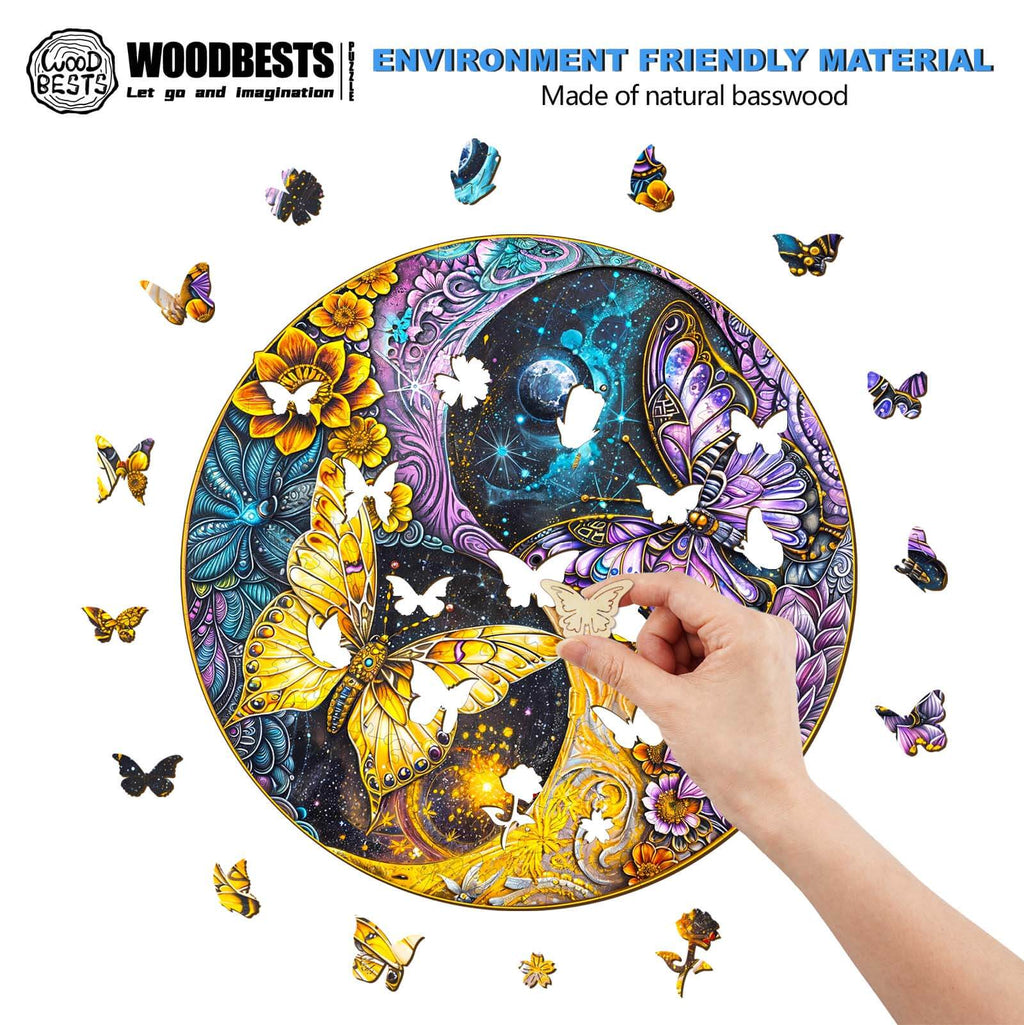 Galaxy Butterflies Wooden Jigsaw Puzzle