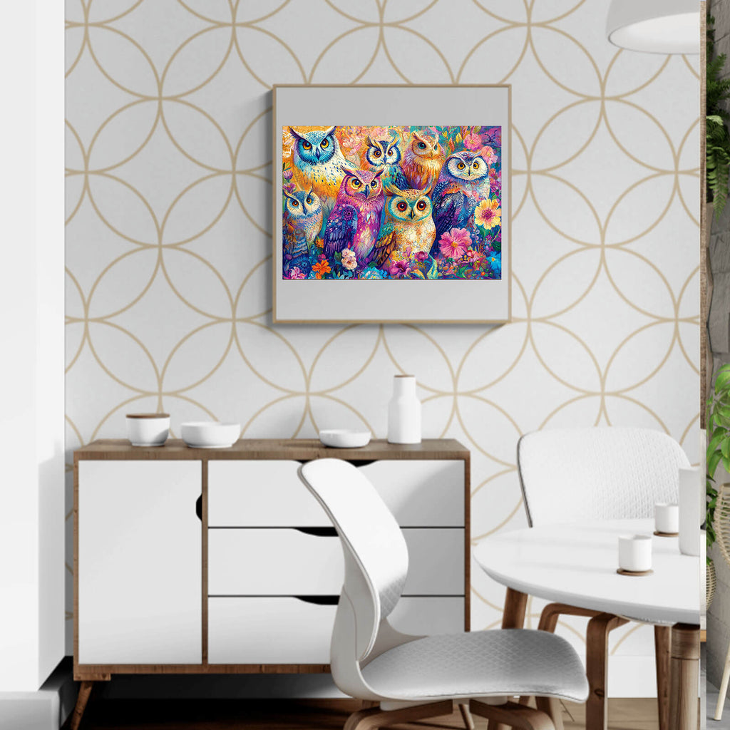 Colored Owl Wooden Jigsaw Puzzle