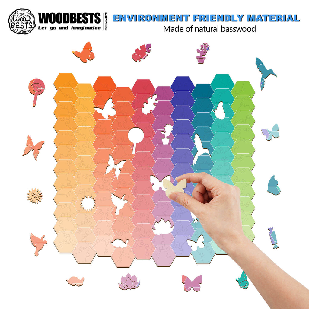 Rainbow Gradient Wooden Jigsaw Puzzle