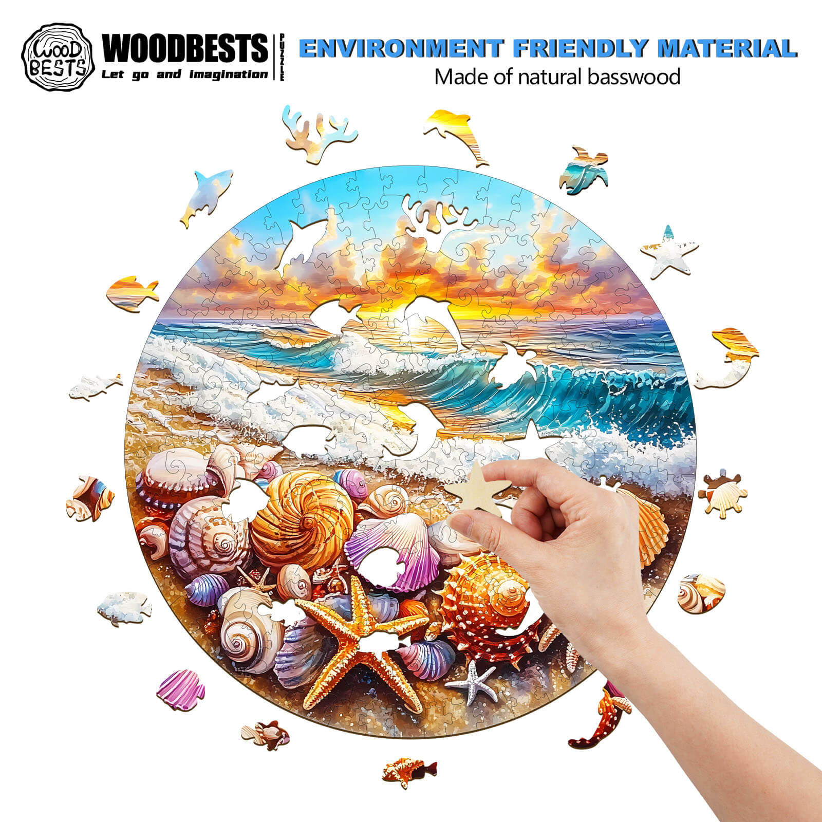 Ocean and Shells-1 Wooden Jigsaw Puzzle