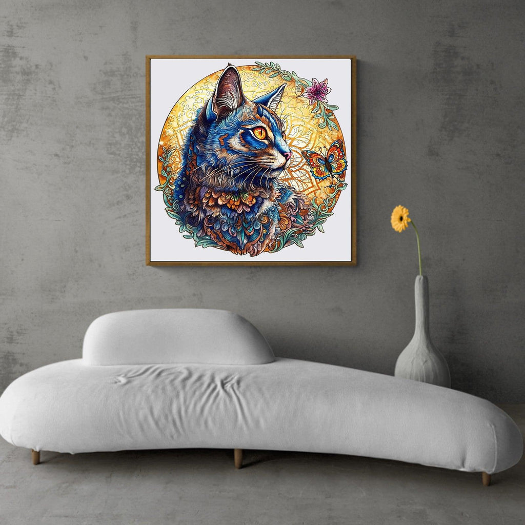 Cat and Butterfly Wooden Jigsaw Puzzle