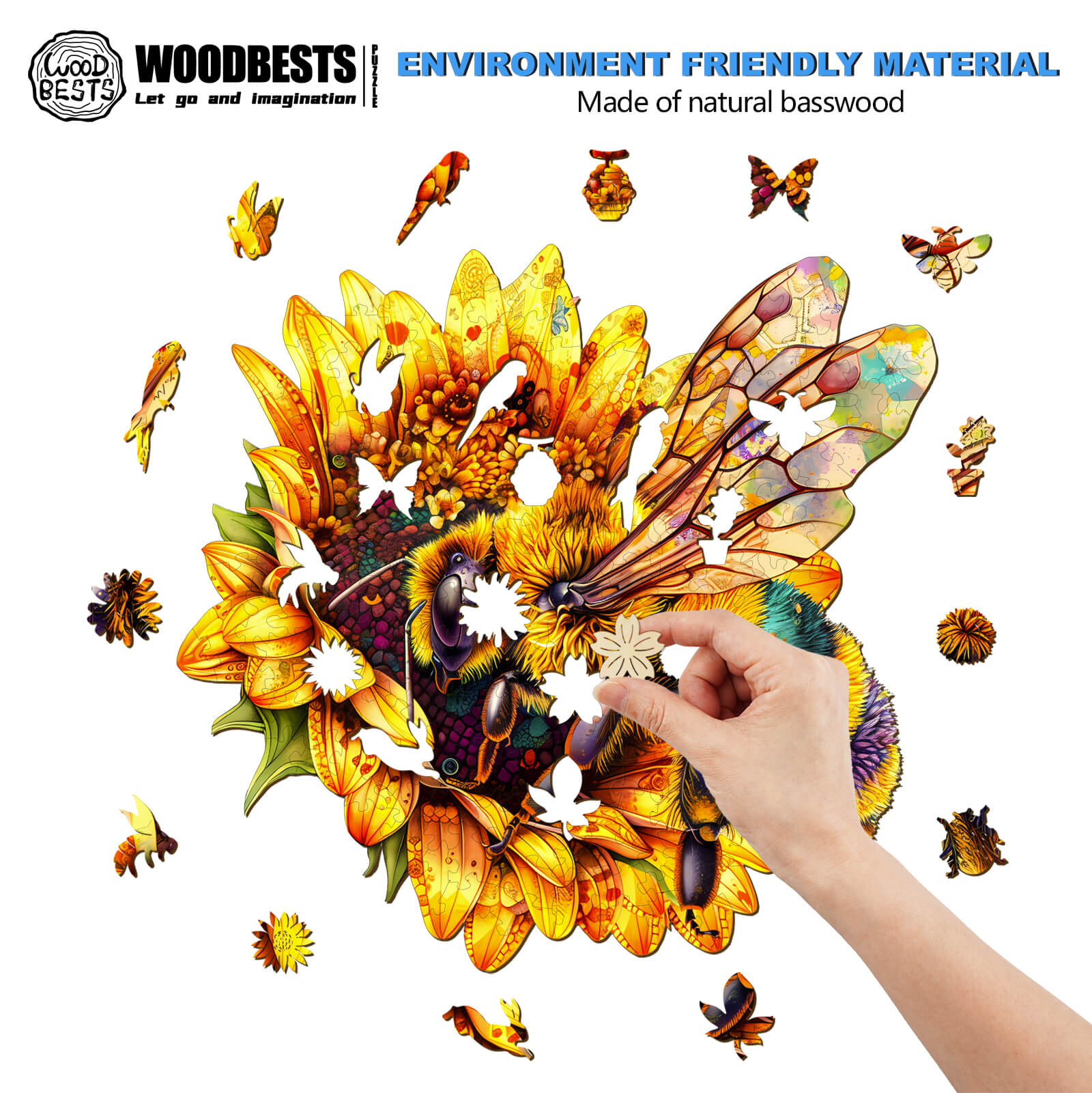 Bee Collecting Nectar Wooden Jigsaw Puzzle