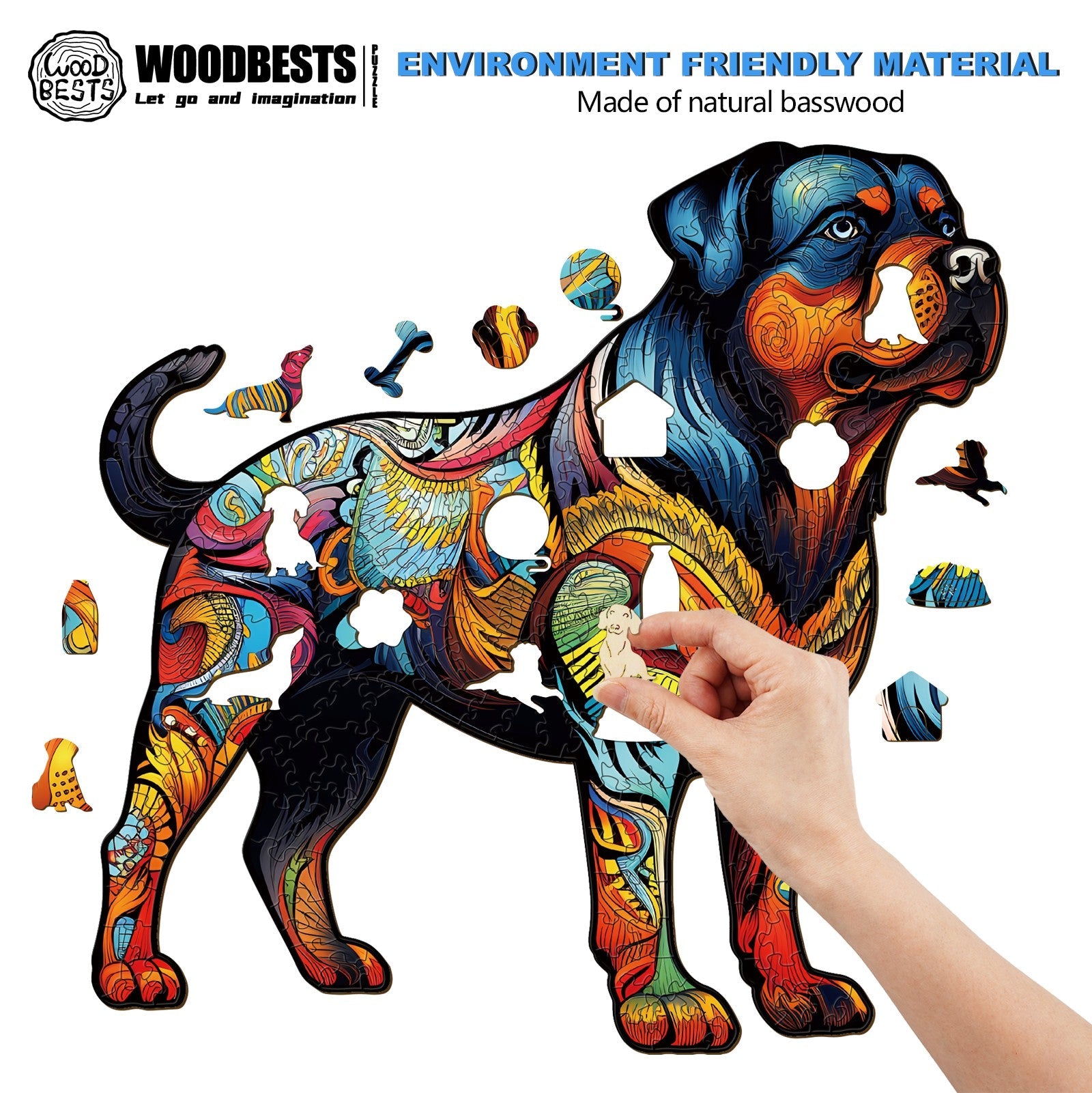Rottweiler 1 Wooden Jigsaw Puzzle