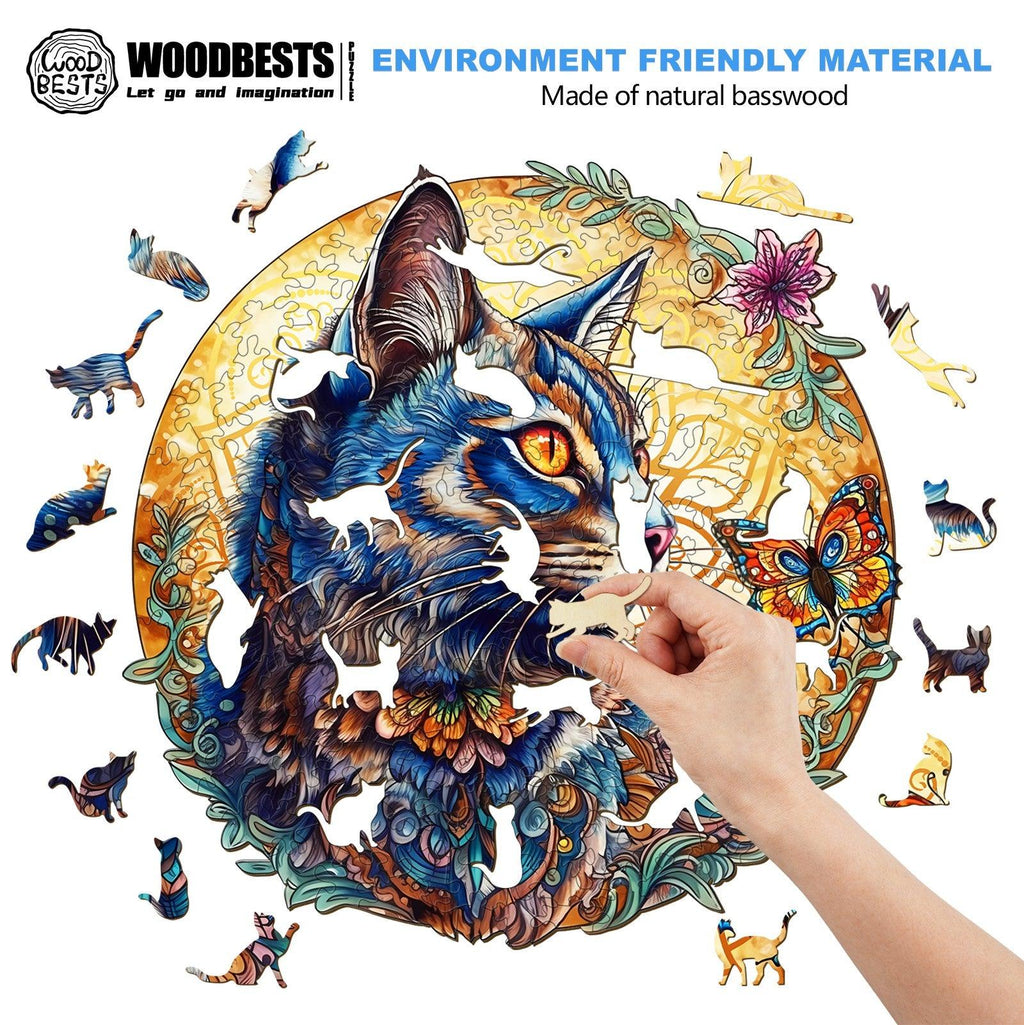 Cat and Butterfly Wooden Jigsaw Puzzle